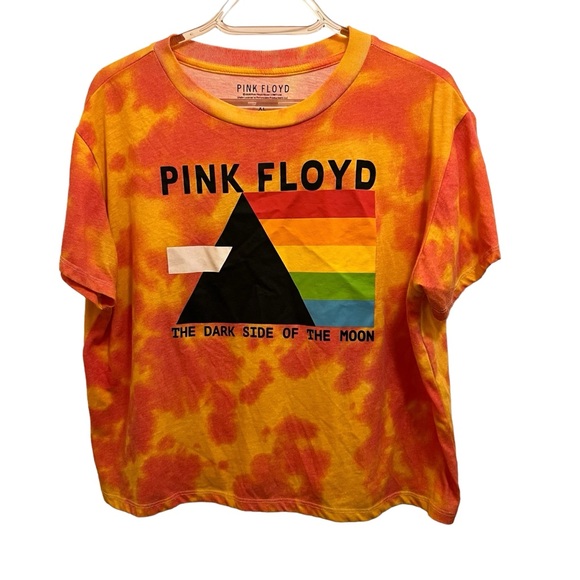 Pink Floyd Tops - Pink Floyd The Dark Side of the Moon Rainbow Tie Dye Crop Top NWOT Size XL